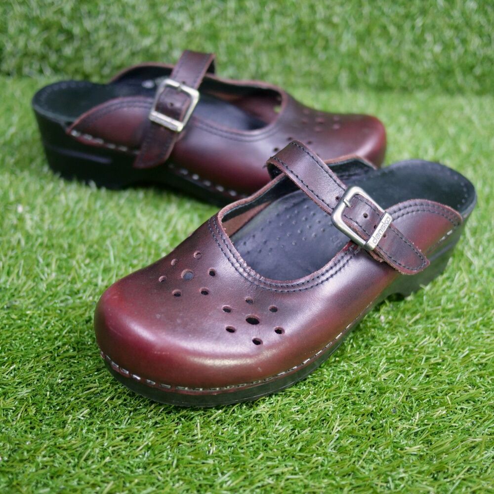 Dansko Merrie Mary Jane Clogs Oxblood Leather - Women's Size 7.5-8 (EU 38)